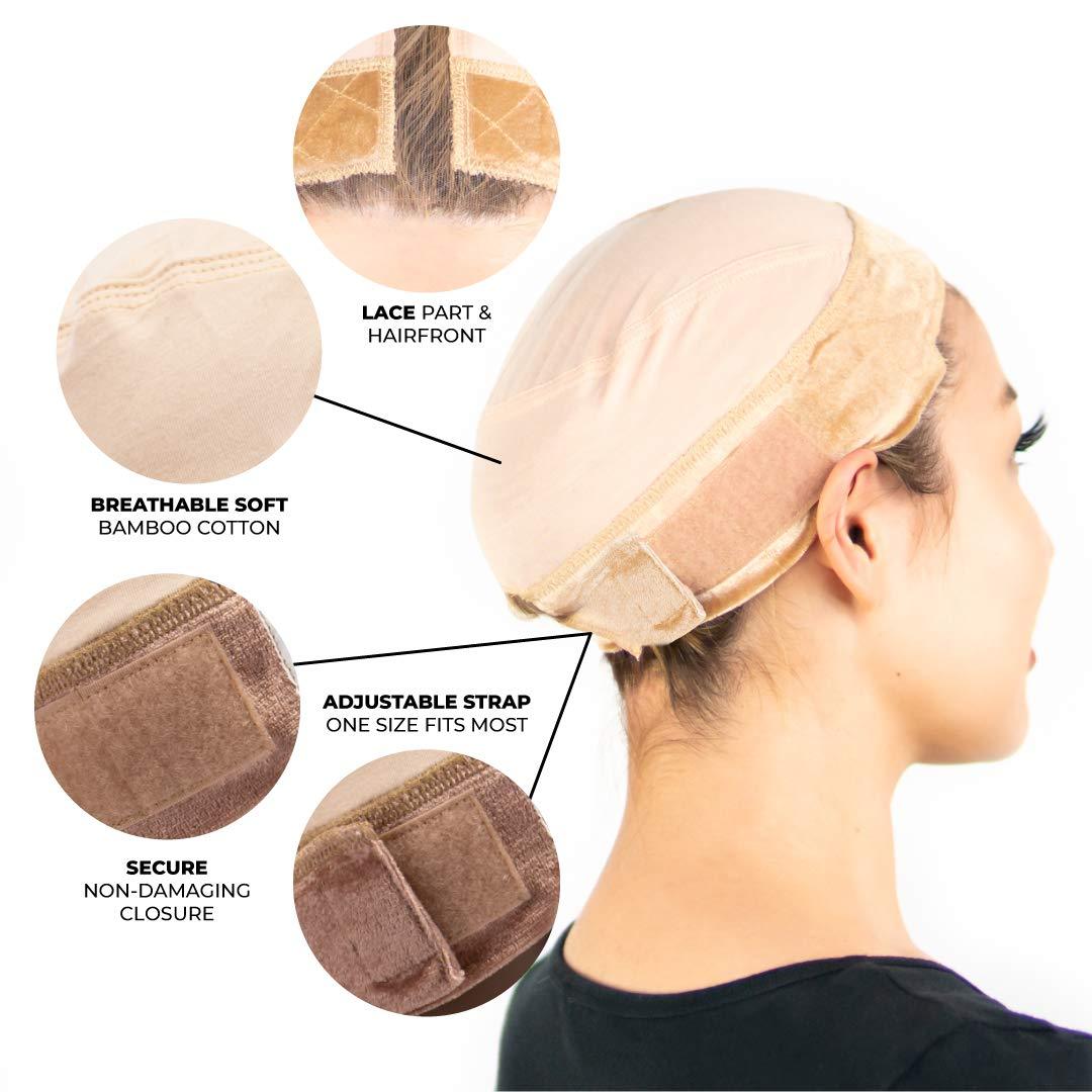 Milano Collection Lace GripCap for Women, 2 in 1 Lace Wig Grip Band Plus Wig Cap for Lace Wigs and Frontals with Reinforced Swiss Lace by Hairline